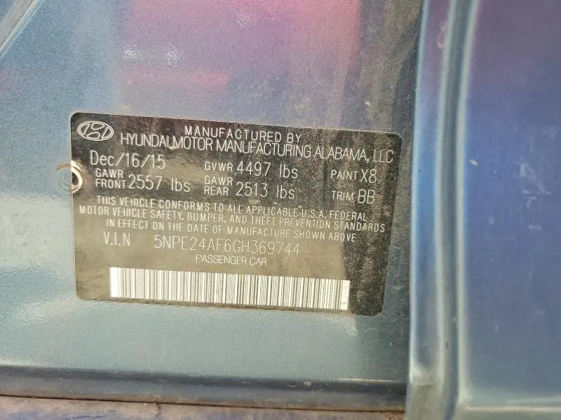 2016 HYUNDAI SONATA SE  