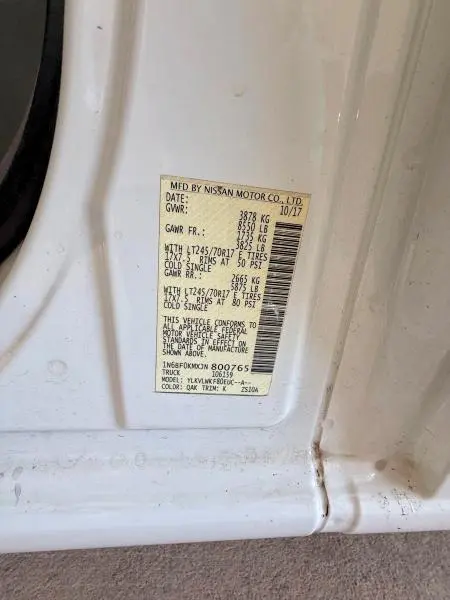 2018 NISSAN NV 1500 S  