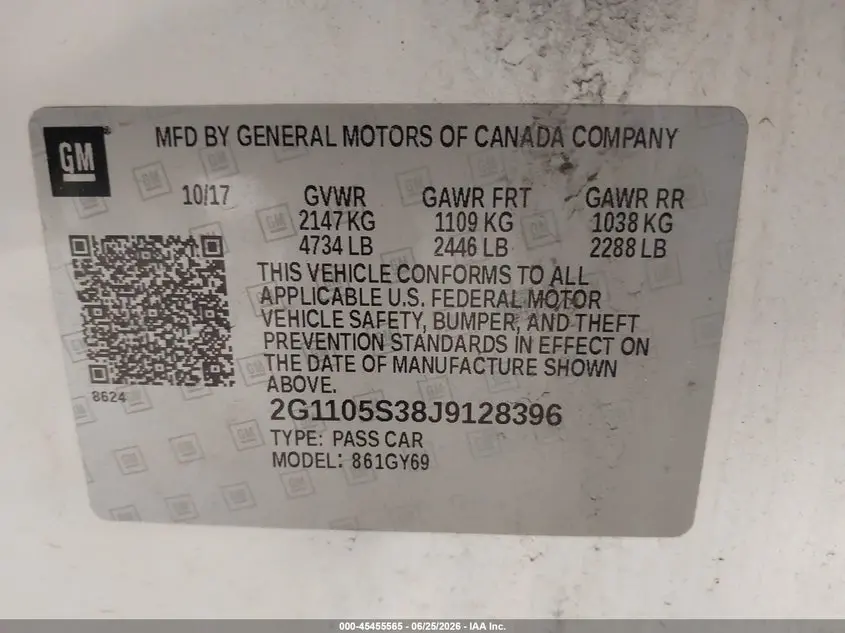 2018 CHEVROLET IMPALA 1LT