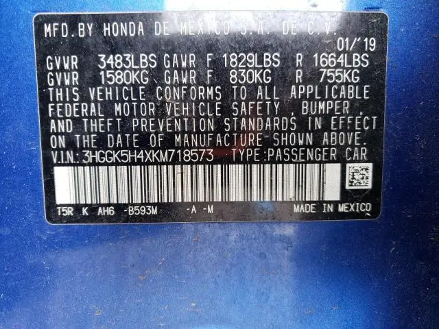 2019 HONDA FIT LX  