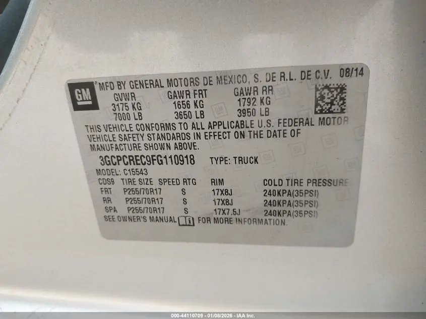 2015 CHEVROLET SILVERADO 1500 1LT