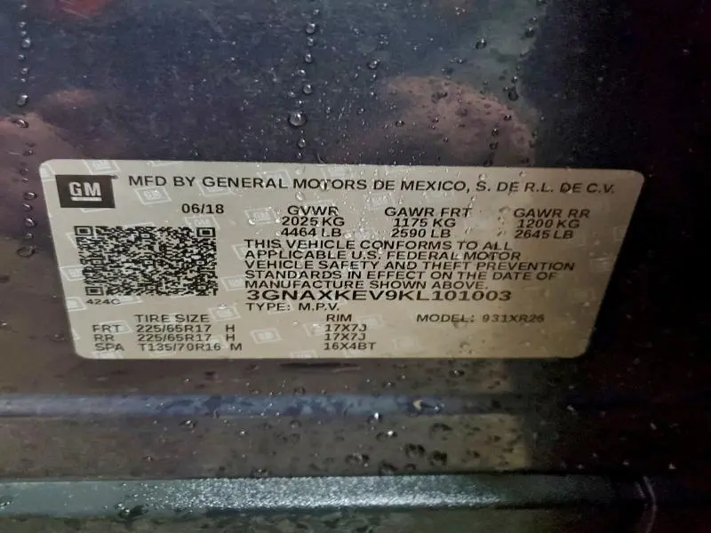 2019 CHEVROLET EQUINOX LT  