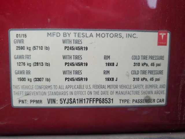2015 TESLA MODEL S 85