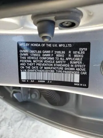 2019 HONDA CIVIC SPORT  