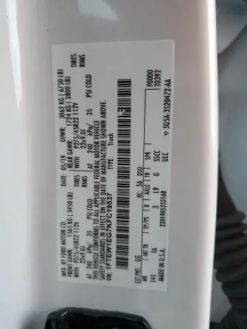 2019 FORD F150 SUPERCREW  