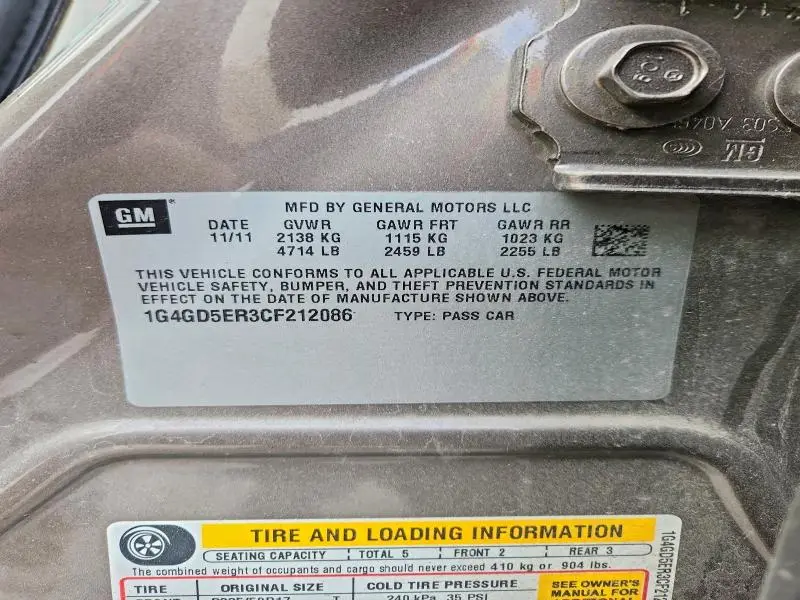 2012 BUICK LACROSSE PREMIUM  