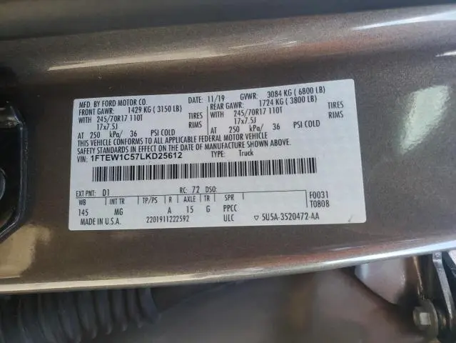 2020 FORD F150 SUPERCREW  