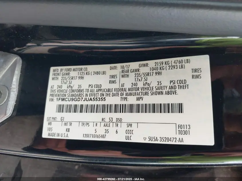 2018 FORD ESCAPE SE