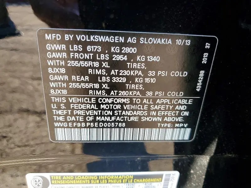 2014 VOLKSWAGEN TOUAREG V6  