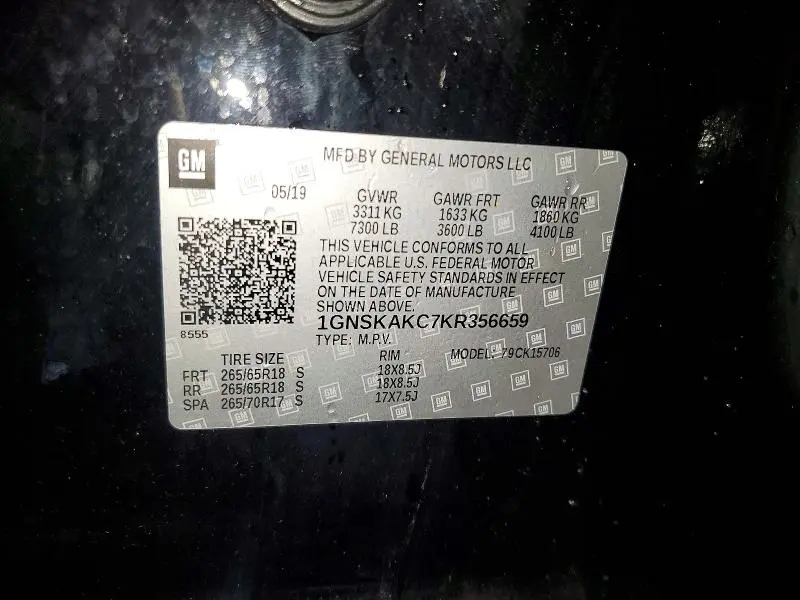 2019 CHEVROLET TAHOE K1500 LS  