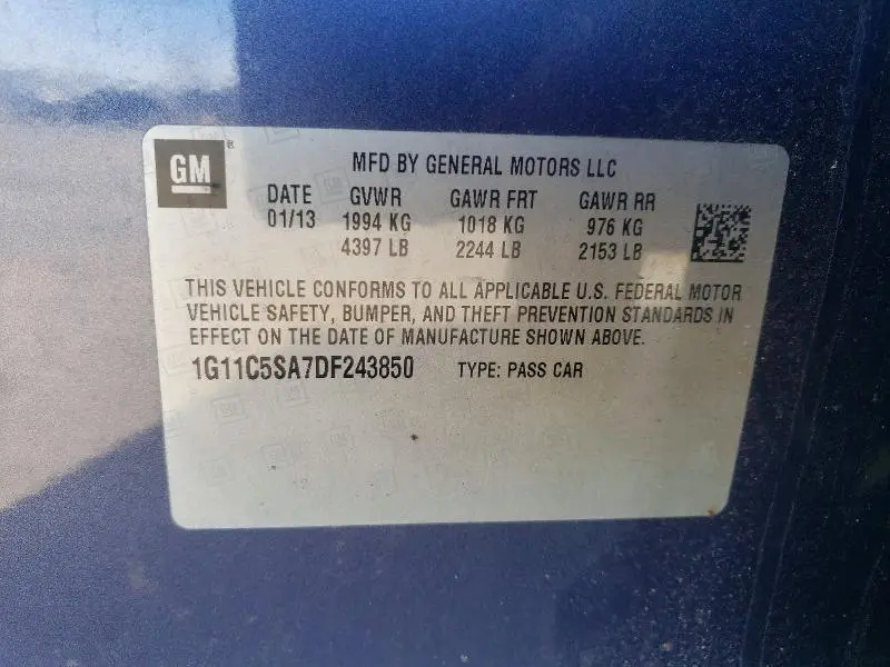 2013 CHEVROLET MALIBU 1LT  