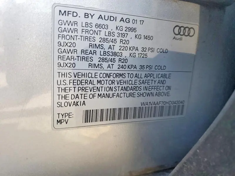 2017 AUDI Q7 PRESTIGE  