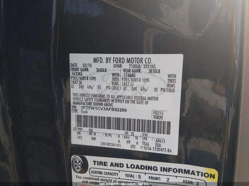 2010 FORD F-150 LARIAT