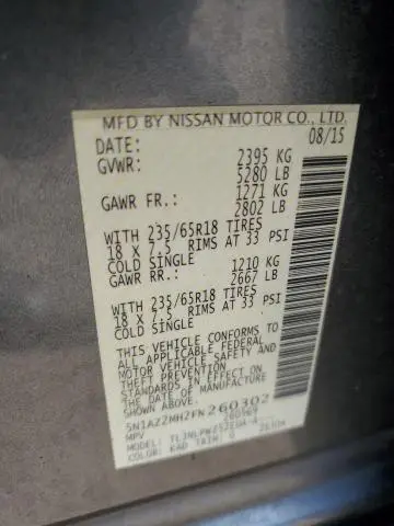 2015 NISSAN MURANO S  