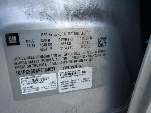 2015 CHEVROLET CRUZE 4D   