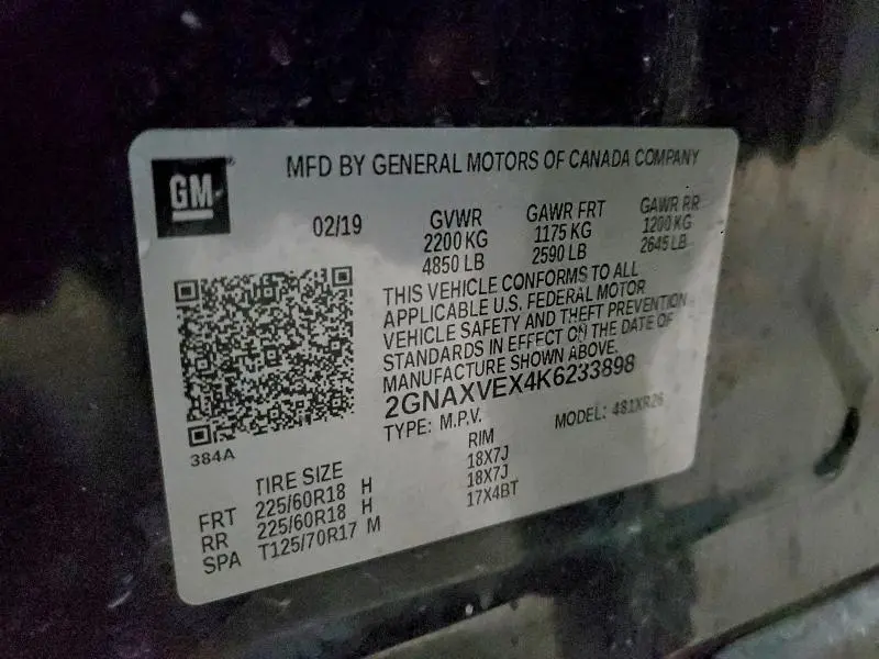 2019 CHEVROLET EQUINOX LT  