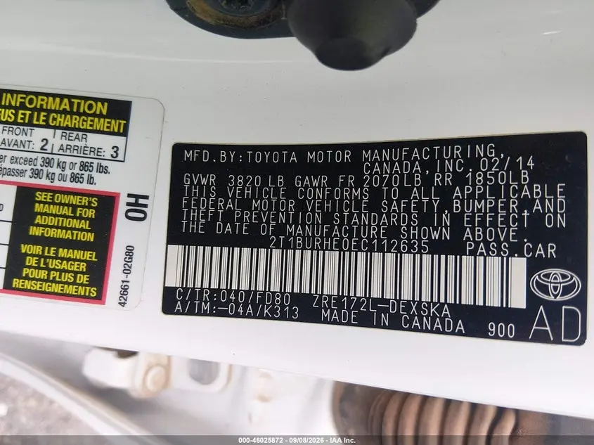 2014 TOYOTA COROLLA S PLUS