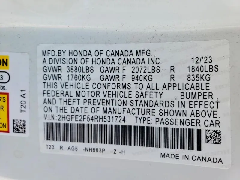 2024 HONDA CIVIC SPORT  