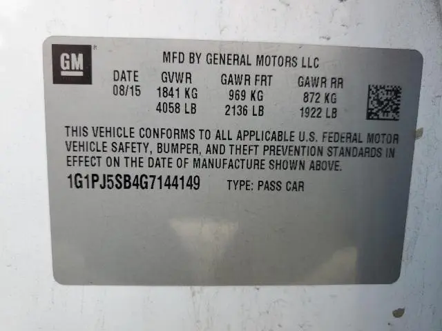 2016 CHEVROLET CRUZE LIMITED ECO  