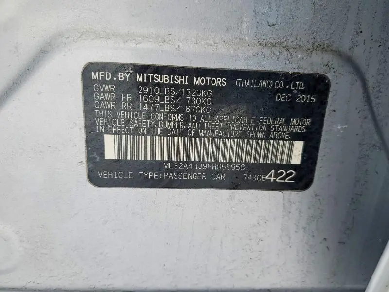 2015 MITSUBISHI MIRAGE ES  