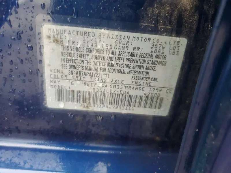 2018 NISSAN SENTRA SV  