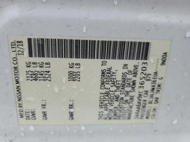 2019 NISSAN MAXIMA S  