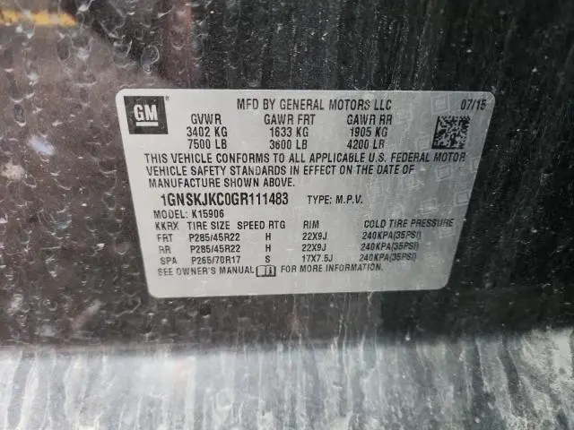 2016 CHEVROLET SUBURBAN K1500 LTZ  