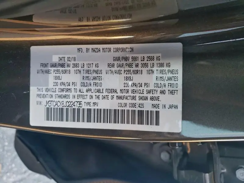 2018 MAZDA CX-9 TOURING  