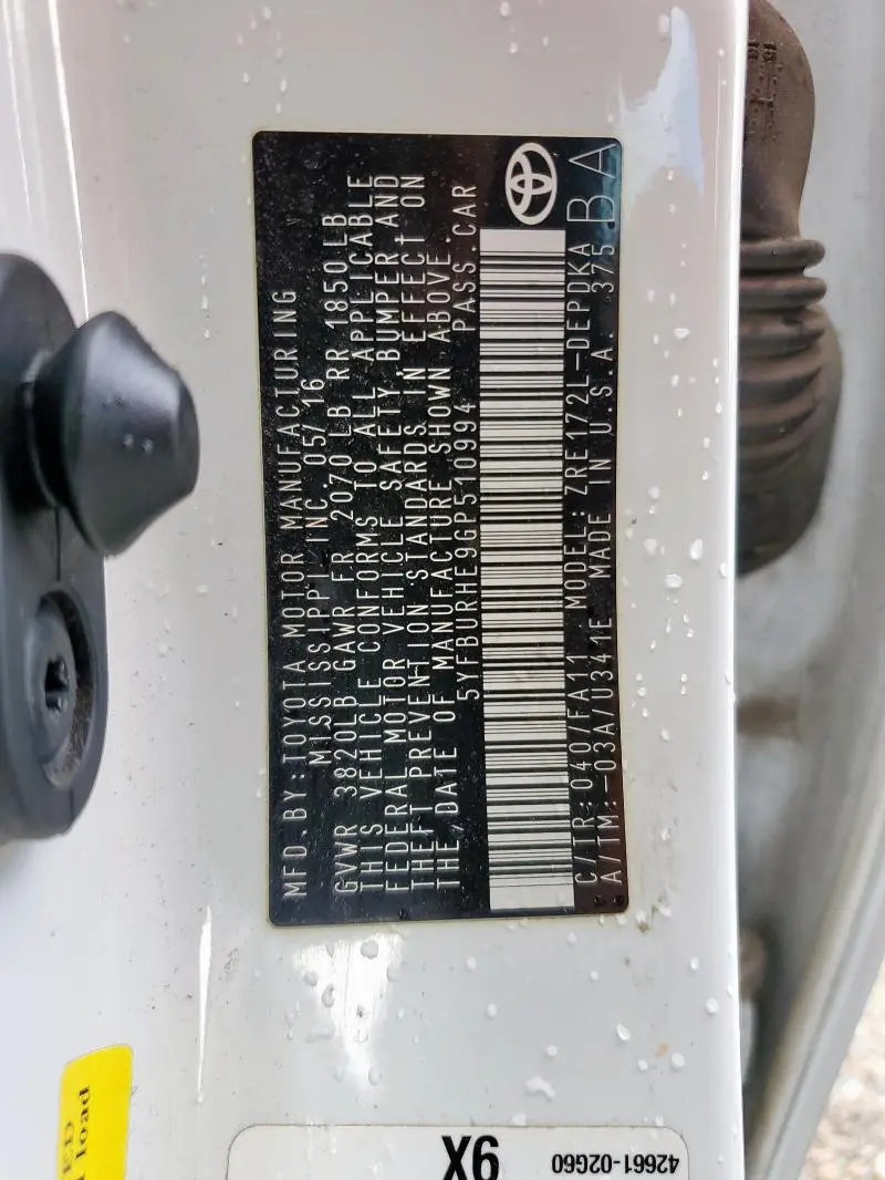 2016 TOYOTA COROLLA L  