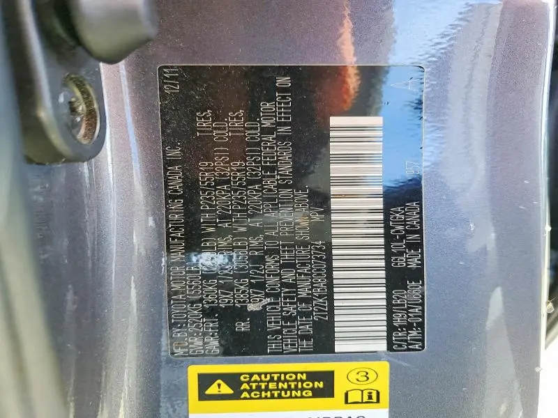 2012 LEXUS RX 350 BASE  