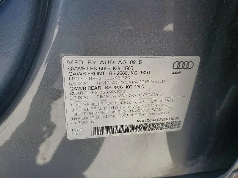 2016 AUDI Q5 PREMIUM PLUS S-LINE  