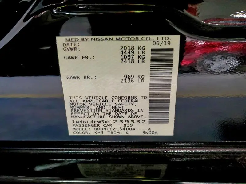 2019 NISSAN ALTIMA SL  