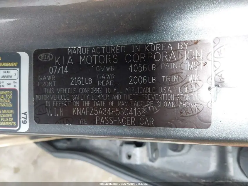 2015 KIA FORTE SX