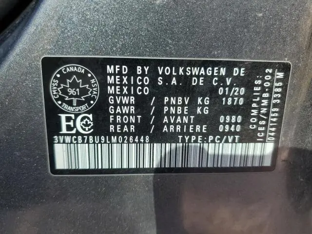 2020 VOLKSWAGEN JETTA S  