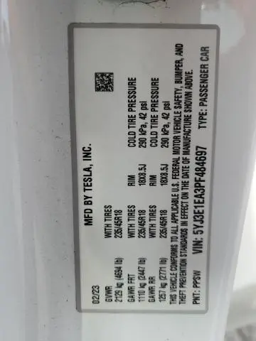 2023 TESLA MODEL 3