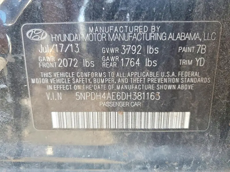 2013 HYUNDAI ELANTRA GLS  