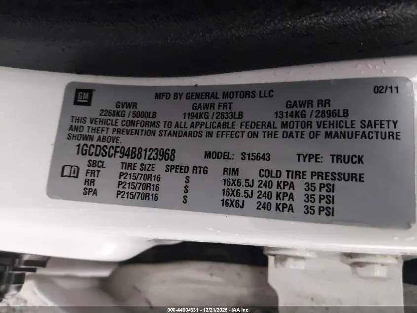 2011 CHEVROLET COLORADO 1LT