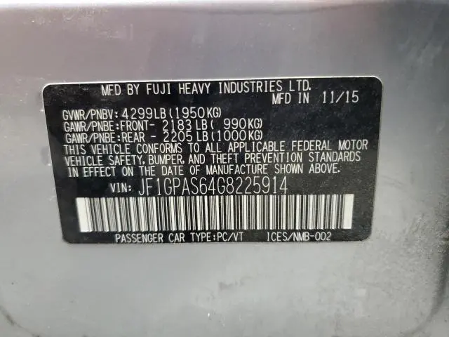 2016 SUBARU IMPREZA SPORT  