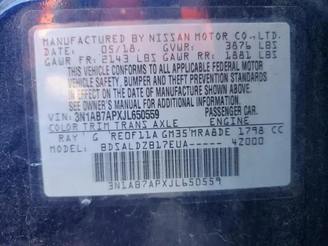 2018 NISSAN SENTRA S  