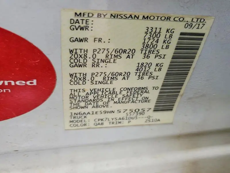 2017 NISSAN TITAN PLATINUM RESERVE  