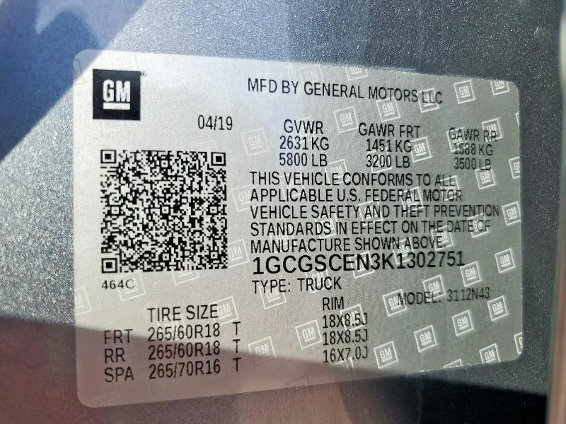 2019 CHEVROLET COLORADO LT  