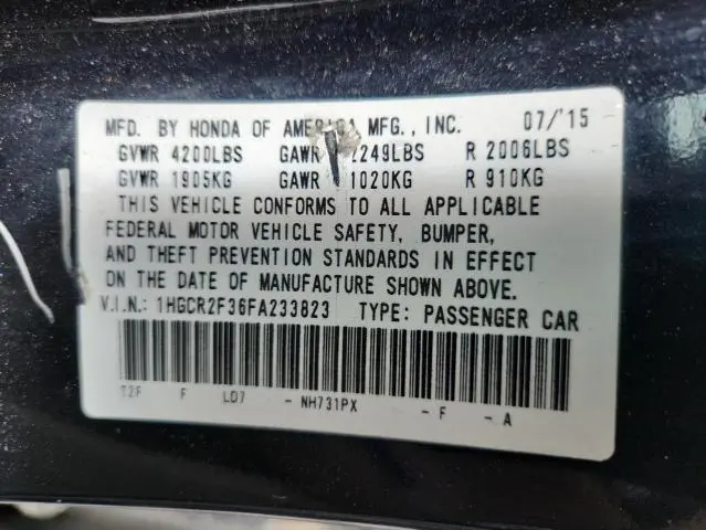 2015 HONDA ACCORD LX  