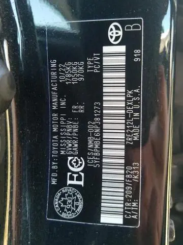 2022 TOYOTA COROLLA LE  