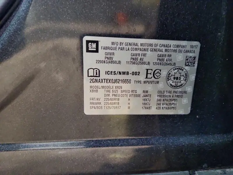 2018 CHEVROLET EQUINOX LT  