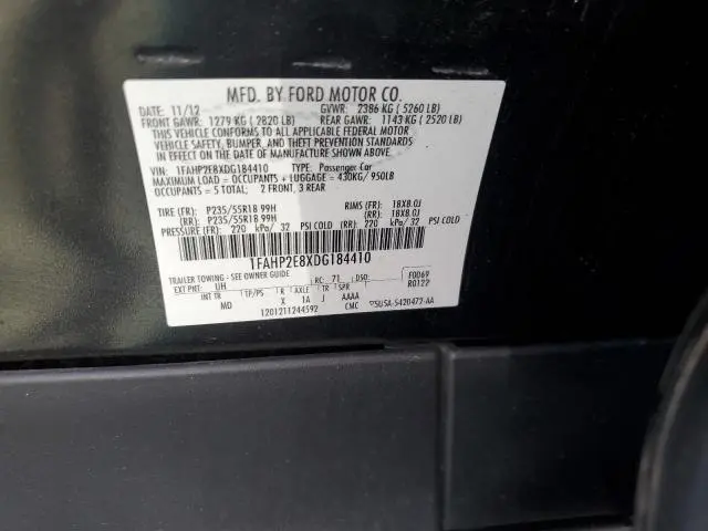 2013 FORD TAURUS SEL  