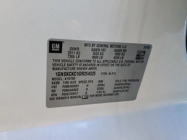 2016 CHEVROLET TAHOE K1500 LTZ