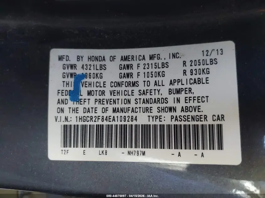 2014 HONDA ACCORD EX-L
