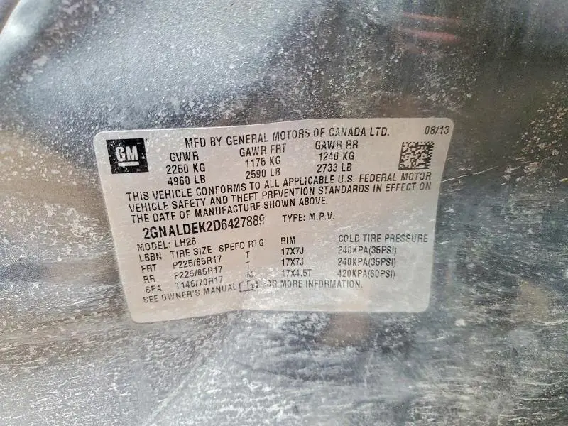 2013 CHEVROLET EQUINOX LT  