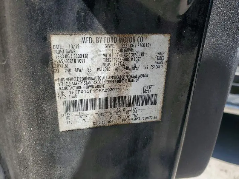 2013 FORD F150 SUPER CAB  