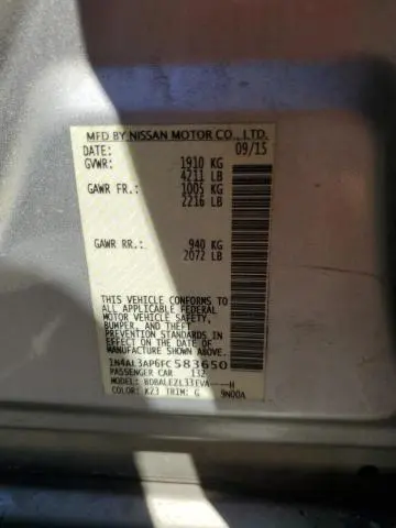 2015 NISSAN ALTIMA 2.5  